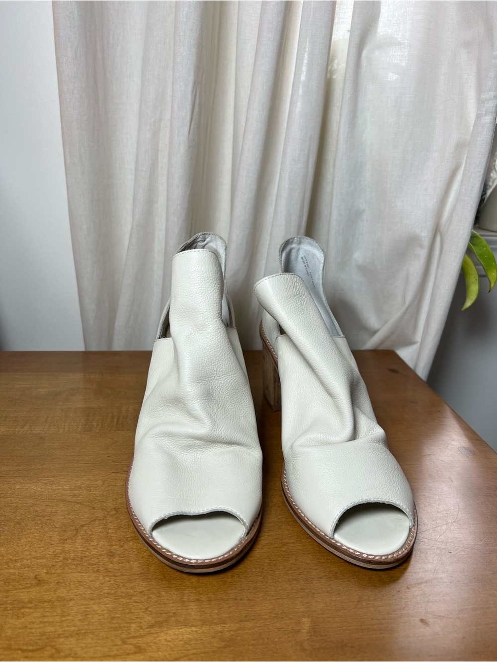 Chinese Laundry Ivory Leather Peep-Toe Booties